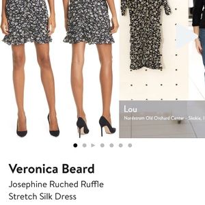 Worn once! Veronica Beard Josephine Ruched Ruffle Stretch Silk Dress - size 6